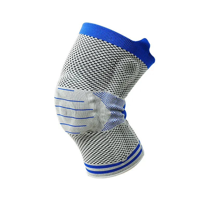 Cotton knee pad with visible silicone spring bar shock absorber in Black and Gray colour scheme.