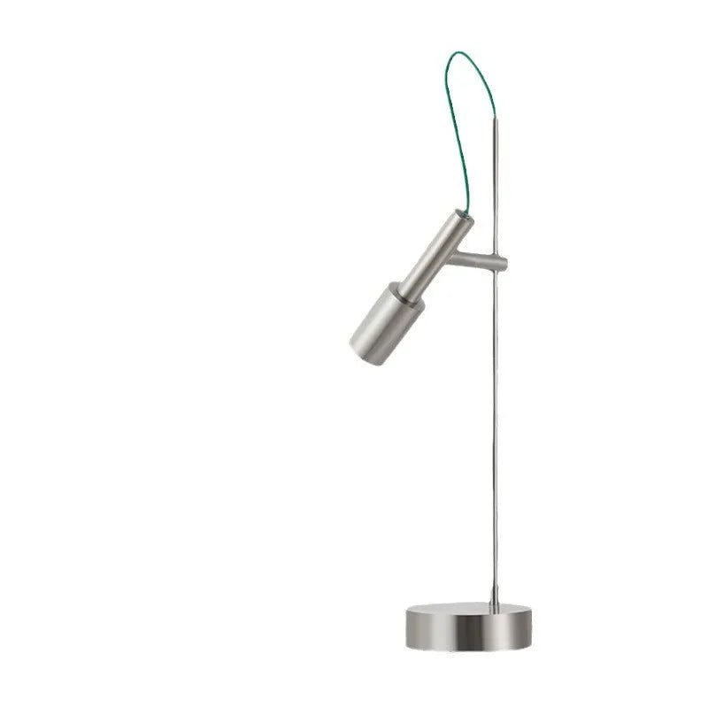Simple modern rotating table lamp in sand black finish with wrought iron base and G9 bulb, suitable for bedside use