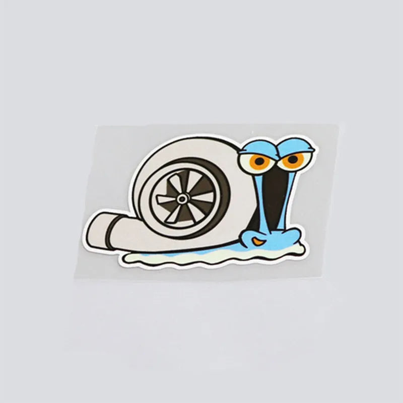 Reflective cartoon snail car sticker measuring 12 by 8 centimetres