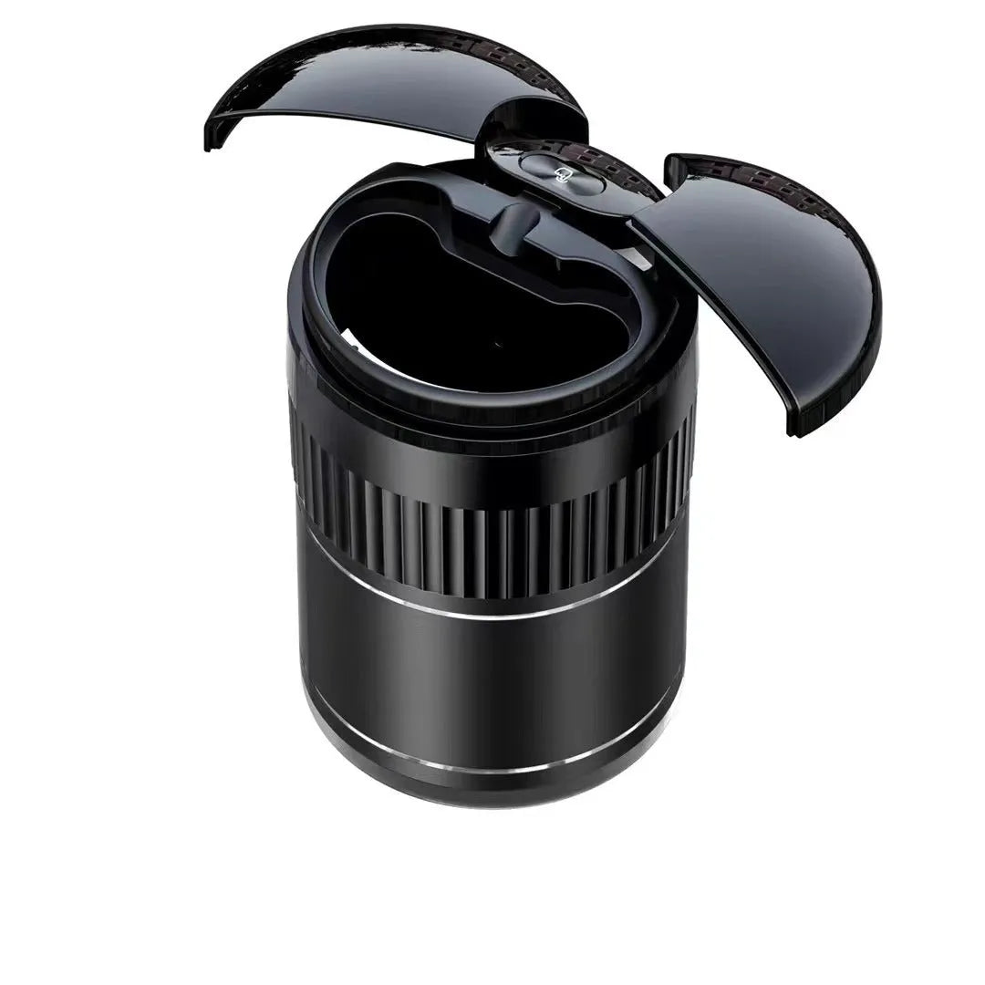 Metal smart infrared car ashtray with automatic sensing and touch lid in black colour