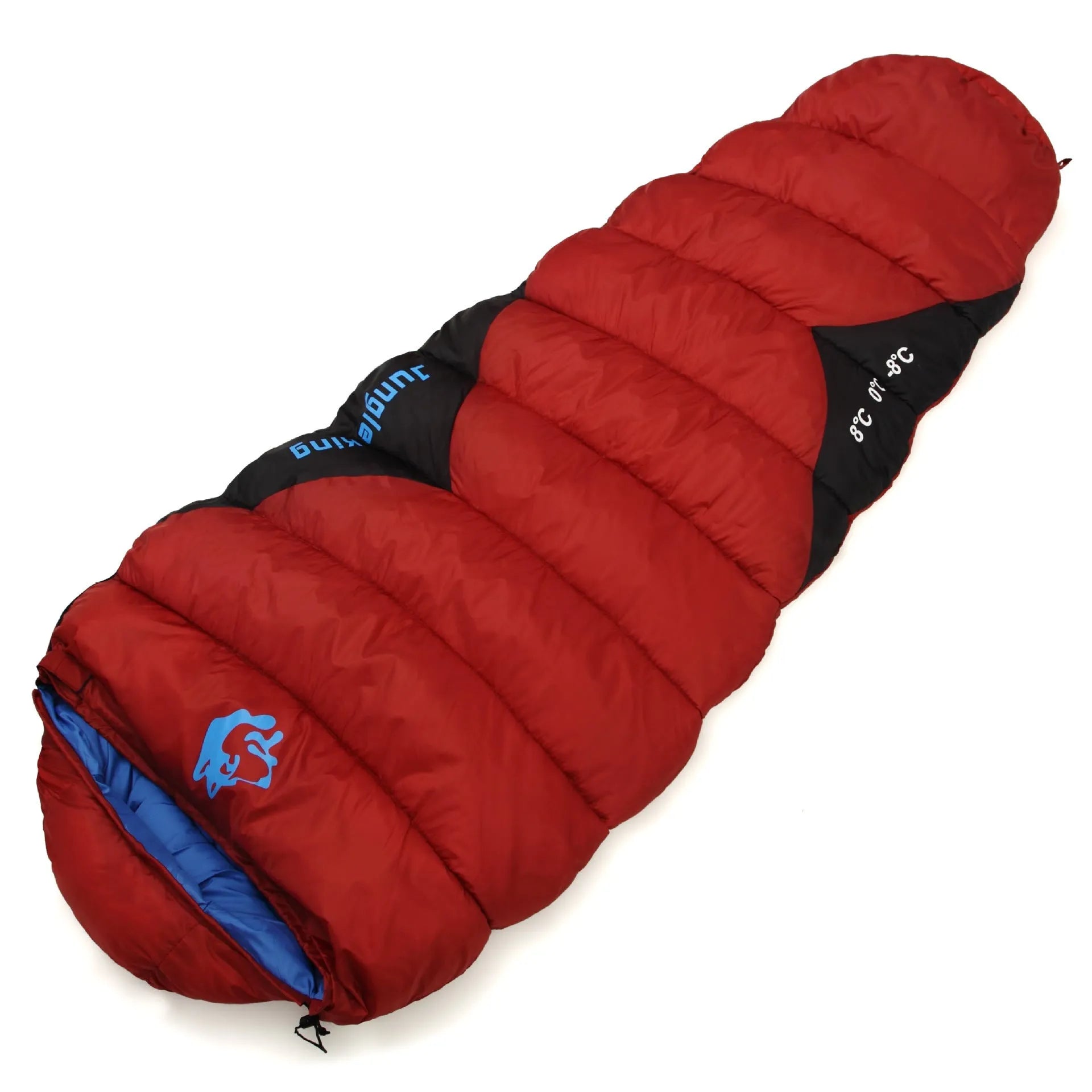 Mummy-style outdoor sleeping bag in army green with compression storage bag for camping