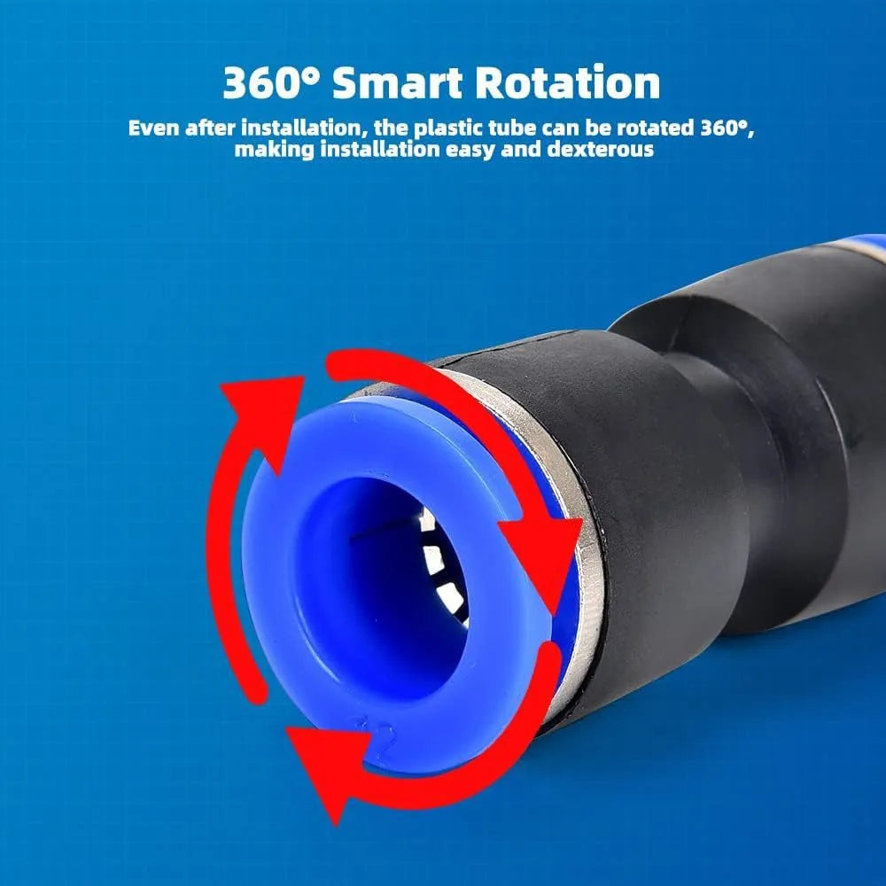 60-piece pneumatic push-in connector kit with R1/4 and R1/2 thread fittings