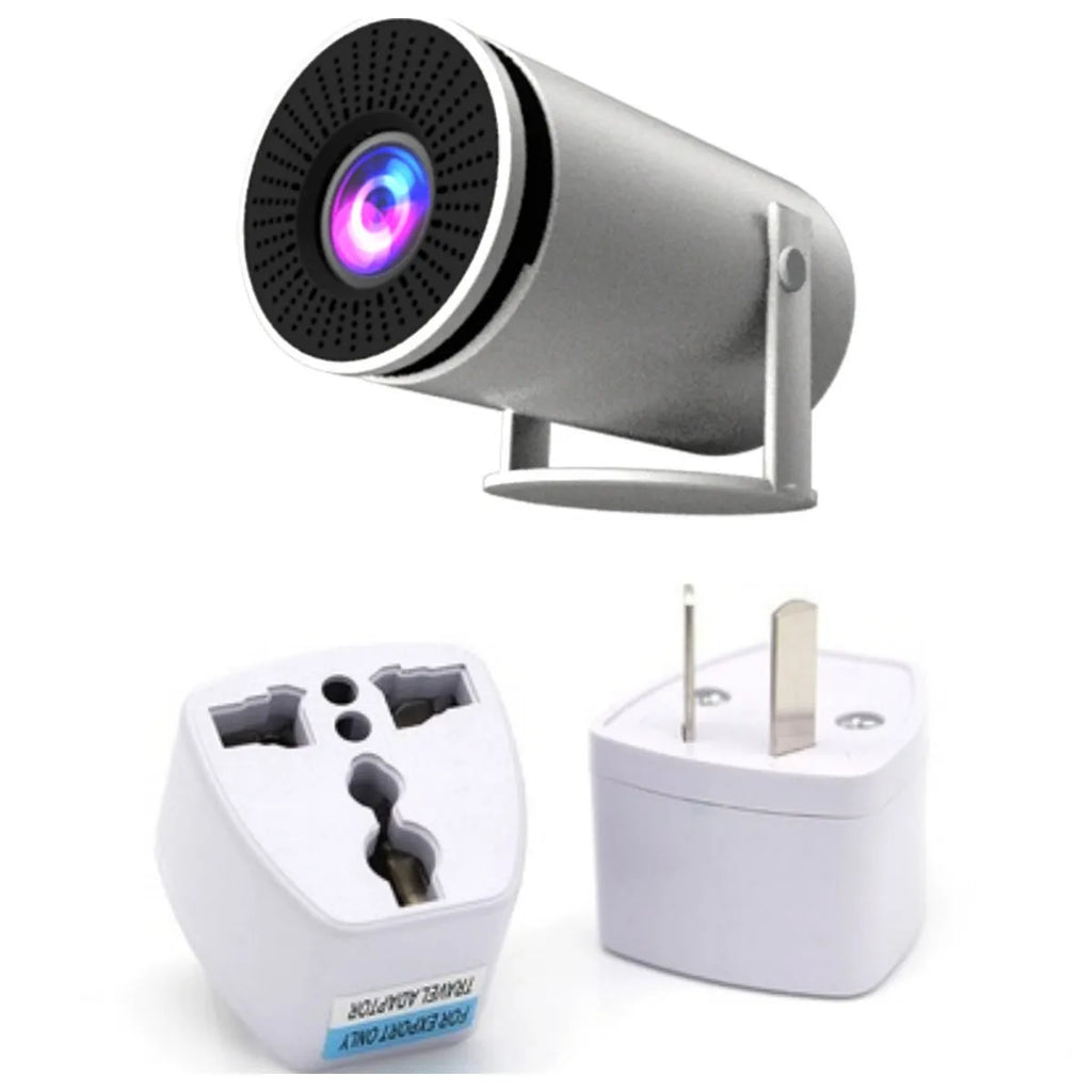 White barrel-shaped Hy300 smart projector with 720p 120ANSI resolution for home cinema