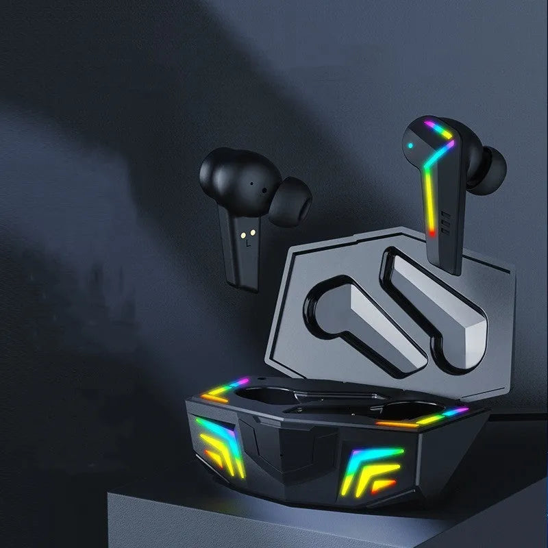 Black Jerry chip Bluetooth gaming headset with TWS design for sports and low latency audio