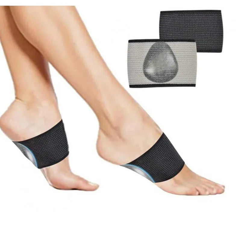 Elastic flat foot arch support bandage in heart and ordinary styles.
