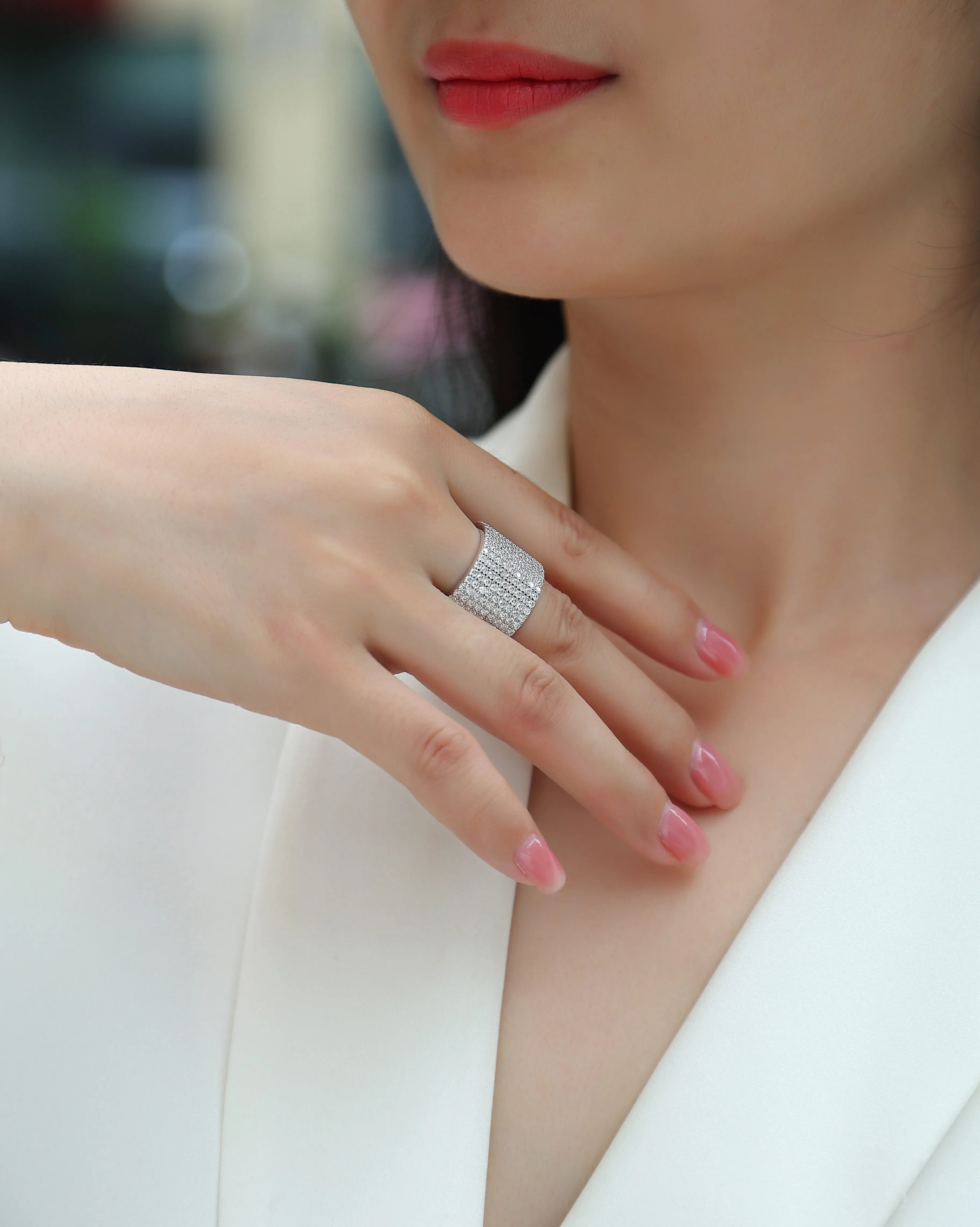 Moissanite wedding ring set with S925 silver and platinum plating, stone under 0.1 carat, gift box