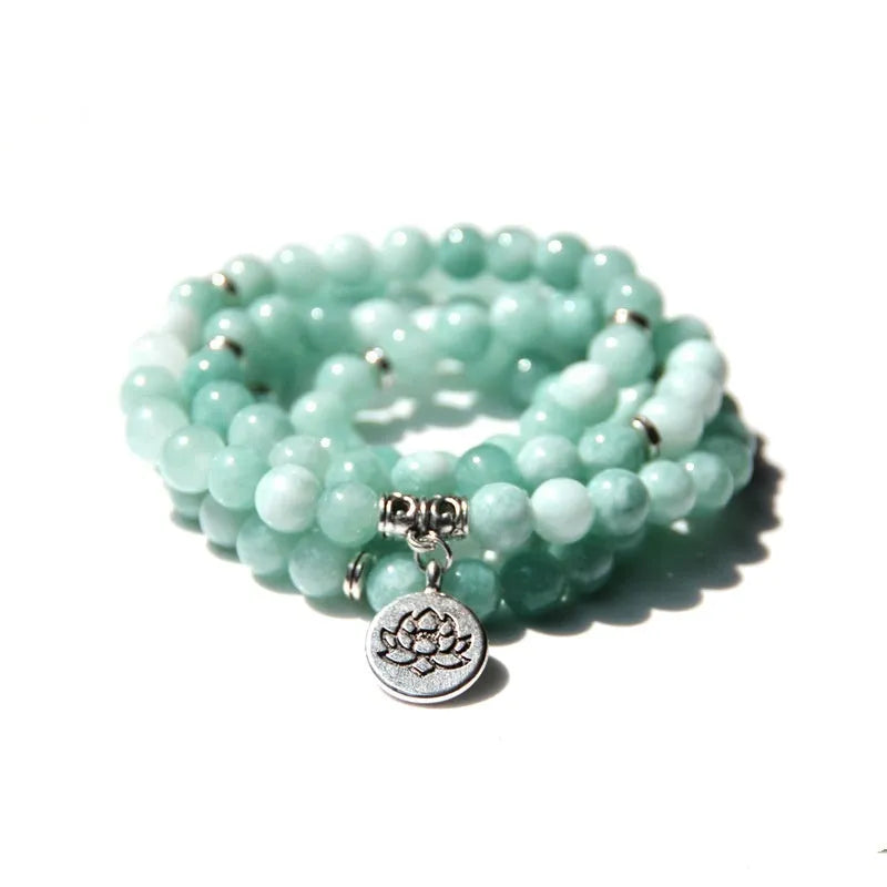 Vintage natural stone bracelet for women featuring a lotus design on a geometric setting.