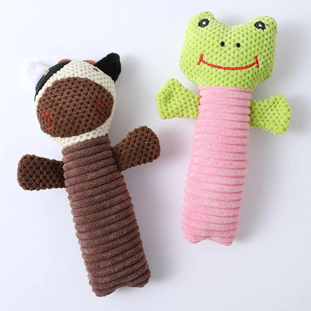 19cm polyester fibre squeaky dog chew toys in calves frogs puppies shapes for dental cleaning