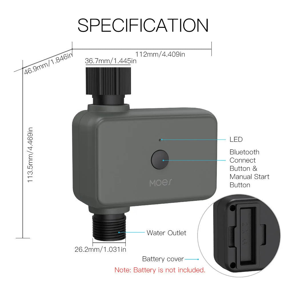 Bluetooth garden sprinkler timer with smartphone app control for automated watering schedules