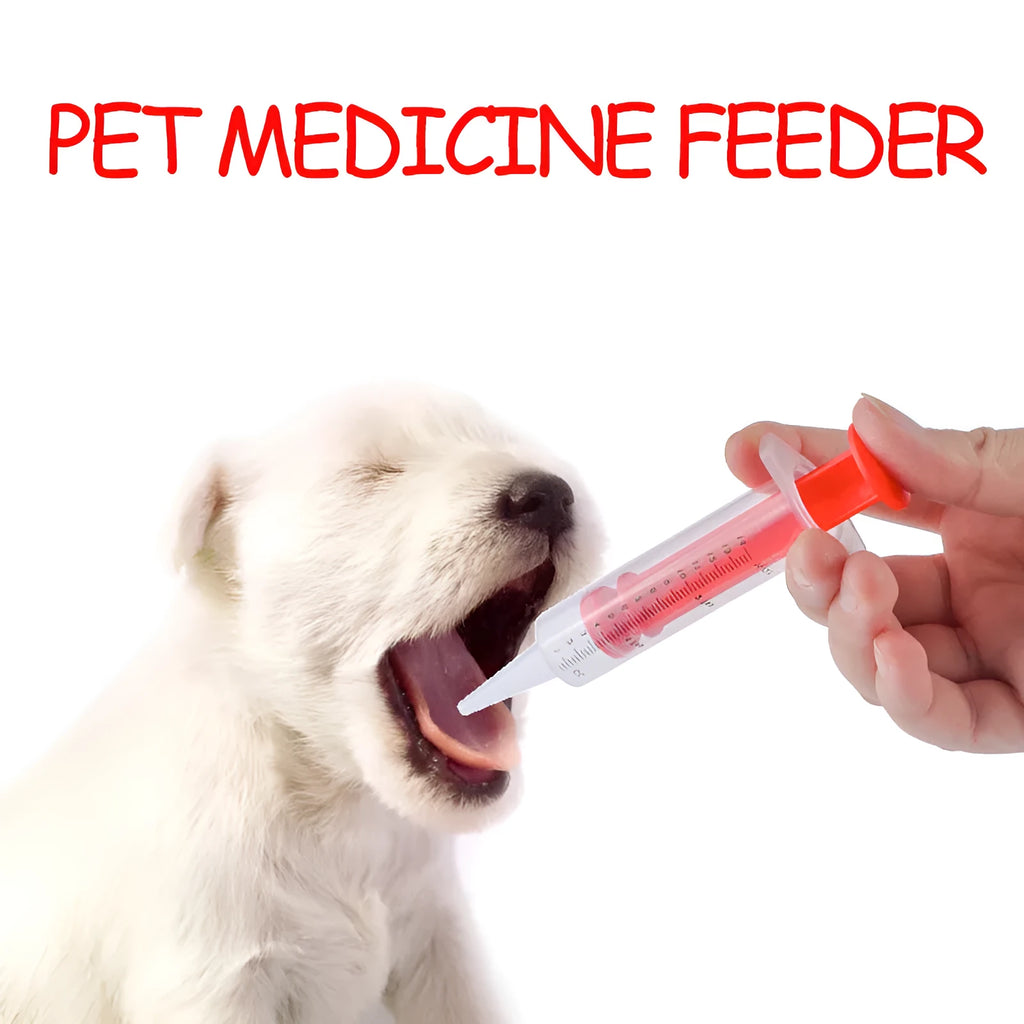 Two silicone pet pill shooter syringes, one 15cm and one 11.5cm, for feeding medication to cats and dogs.