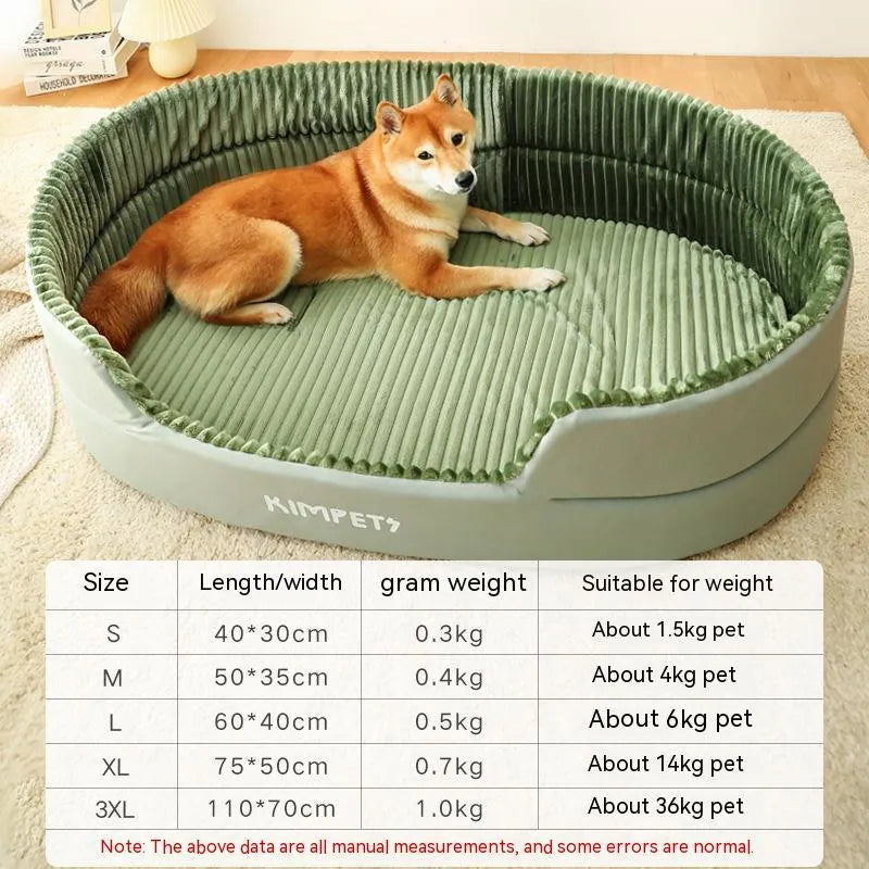 Washable double-sided pet kennel with PP cotton cushion in gray, coffee, and green for dogs and cats