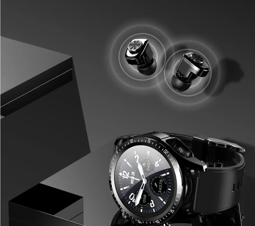 Black smart watch with health monitoring features on silicone wrist strap