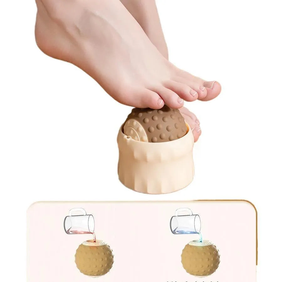 Massage ball set with hot cold therapy compress in green and mocha colours for muscle relaxation