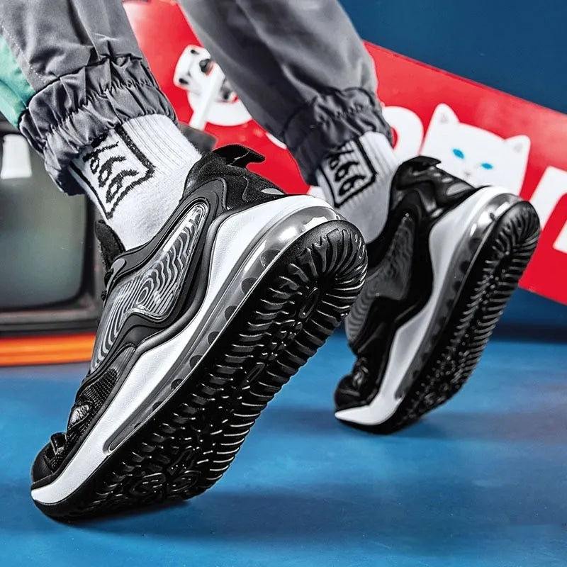 Men's casual shoes with air cushion height increasing design in Space Black or Space White colour options