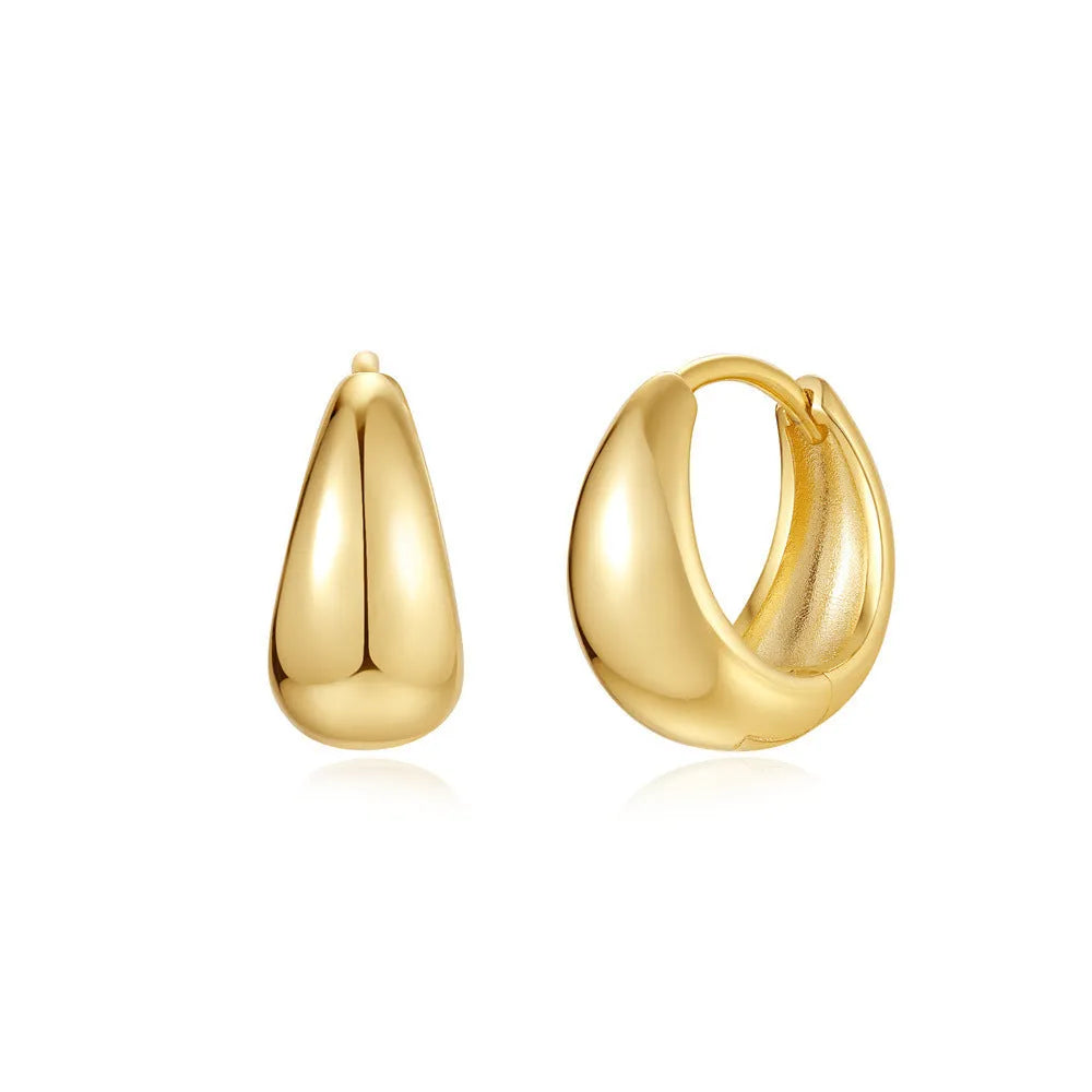 Gold electroplated brass earclip earrings with geometric round design in three style options