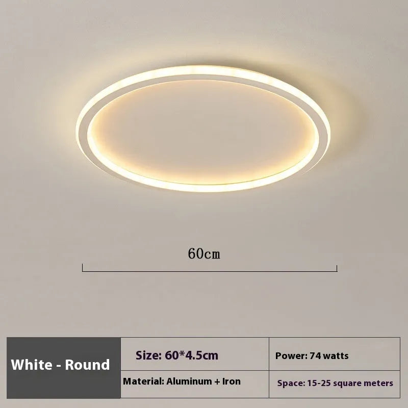 Minimalist circular LED ceiling lamp in black, gold or white finish with adjustable lighting options