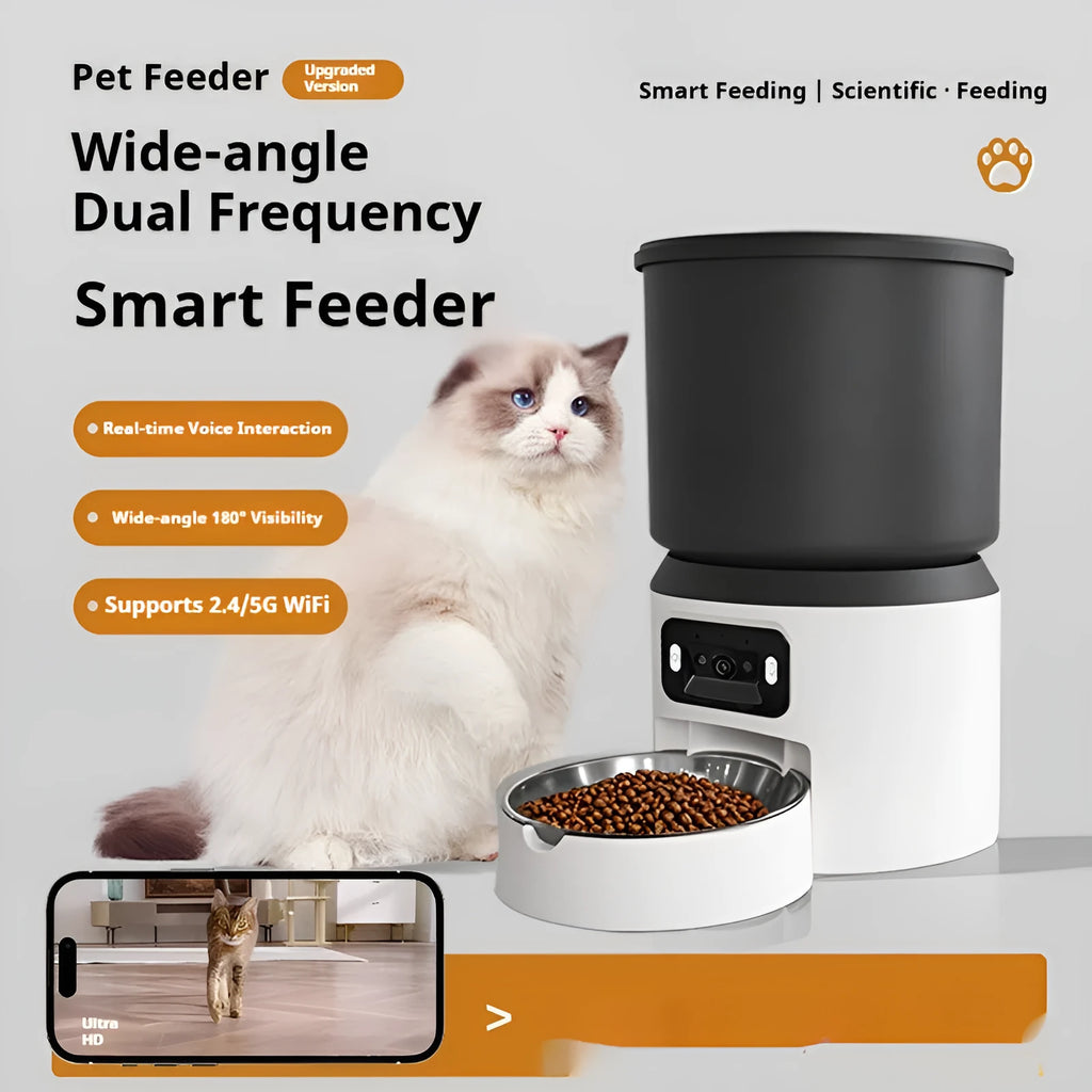 4L smart pet feeder with remote control and camera monitoring options