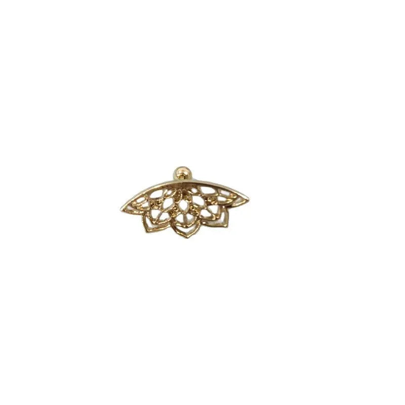 Spider web stud earrings with geometric mesh pattern in gold and silver electroplated colours