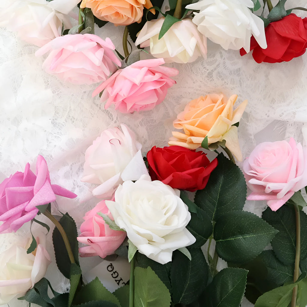 Silk touch artificial rose flower with 42cm length and 8.5cm flower head in multiple colour options