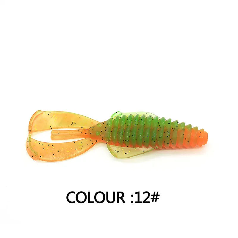 PVC fishing soft bait lure in two sizes with multiple colour variations for freshwater and saltwater angling