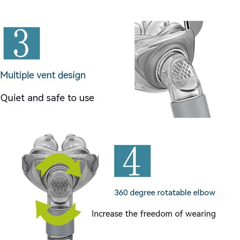 Ventilator nasal pillow mask kit showing nose pad, silicone cushion and headband components