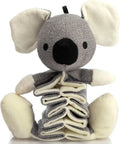 Gray koala dog toy measuring 30cm with crinkle paper squeaky features