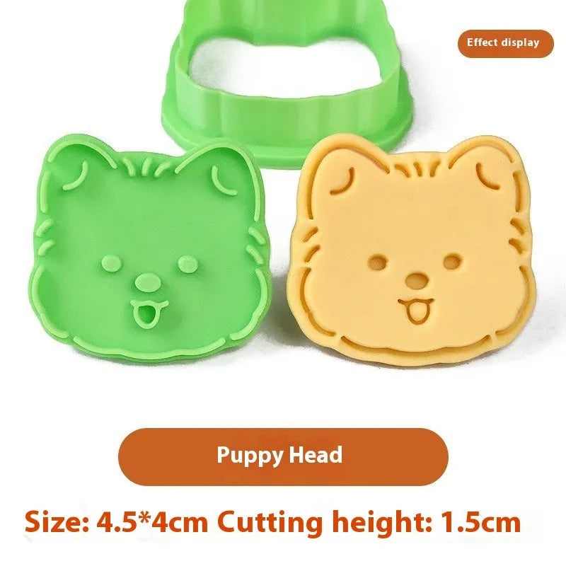 Plastic cartoon dog biscuit mould set with multiple puppy-themed designs