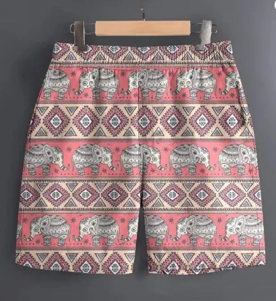Men's striped polyester casual shorts for outdoor sports and leisure activities
