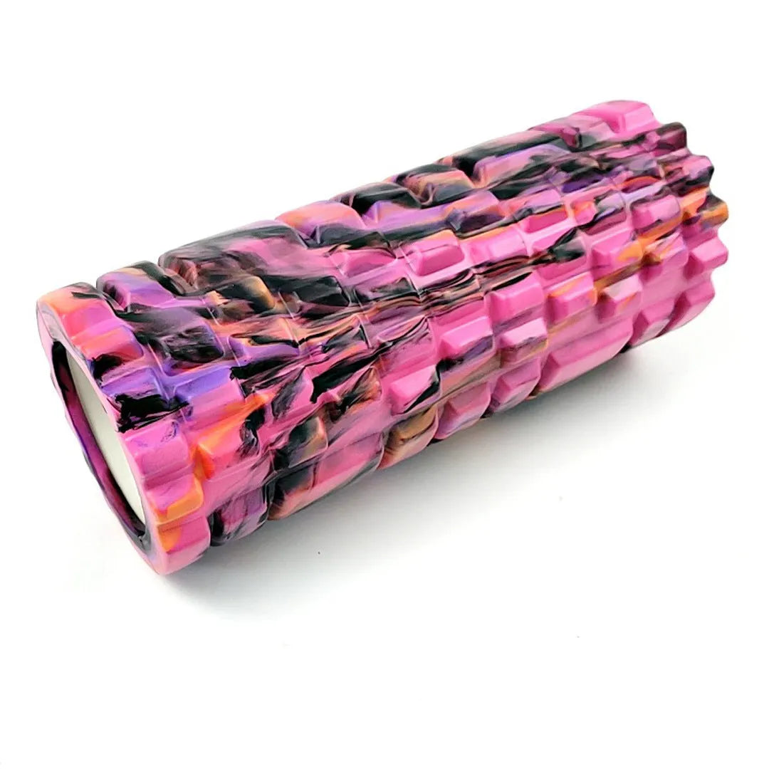 33cm camouflage pattern EVA foam roller in blue, green and yellow colour combination