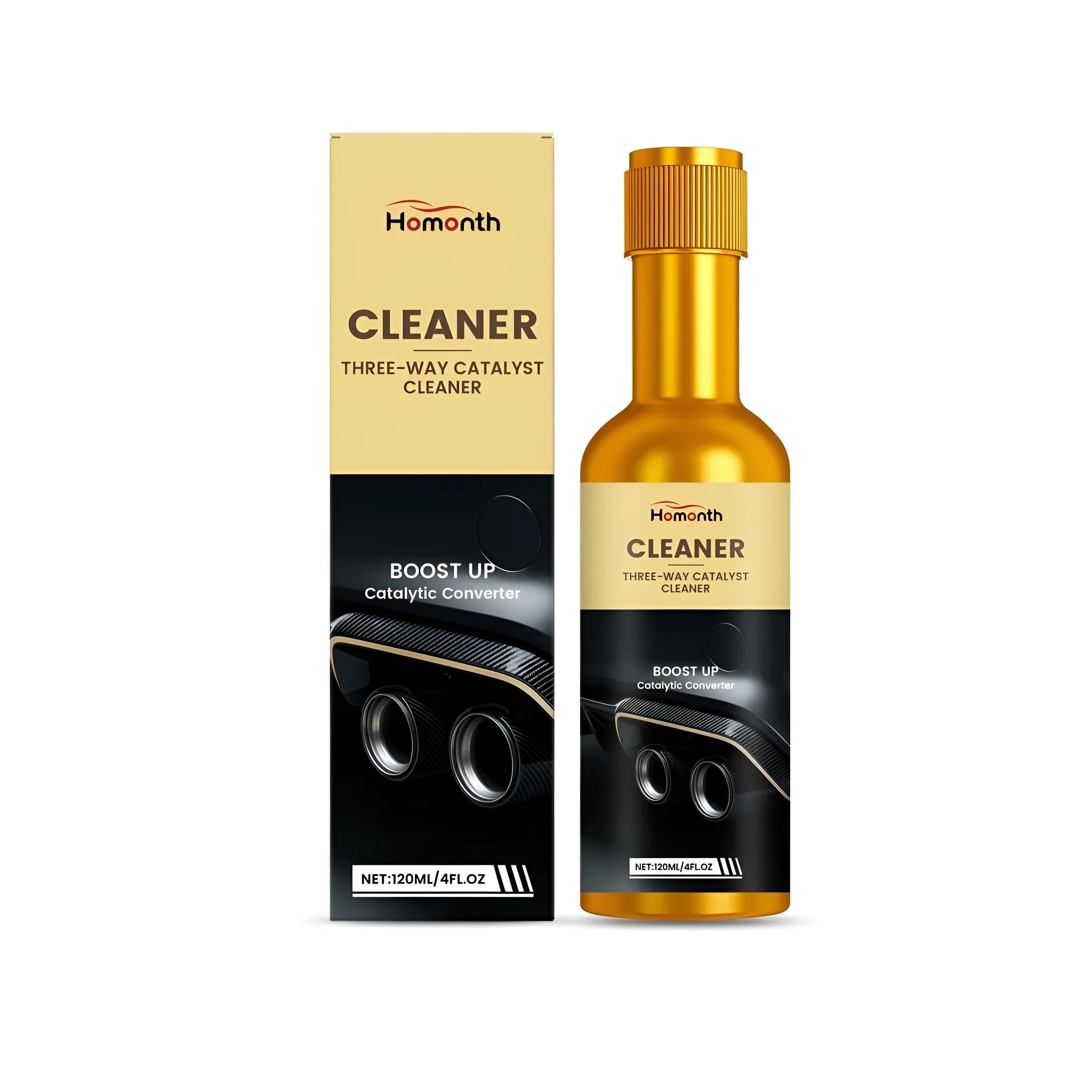 120ml bottle of catalytic converter cleaner with polyether amine and ferrocene formula.