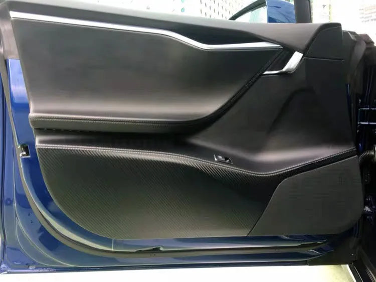 Clear carbon fibre protective film for Tesla Model S front and rear car doors