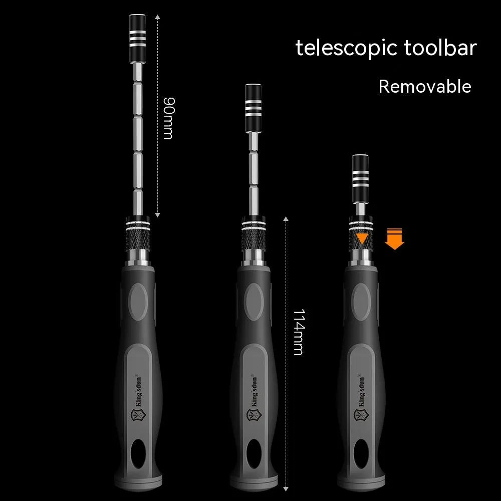 32-in-1 screwdriver set with 30 bits in a black plastic case, showing PH1 cutter head.