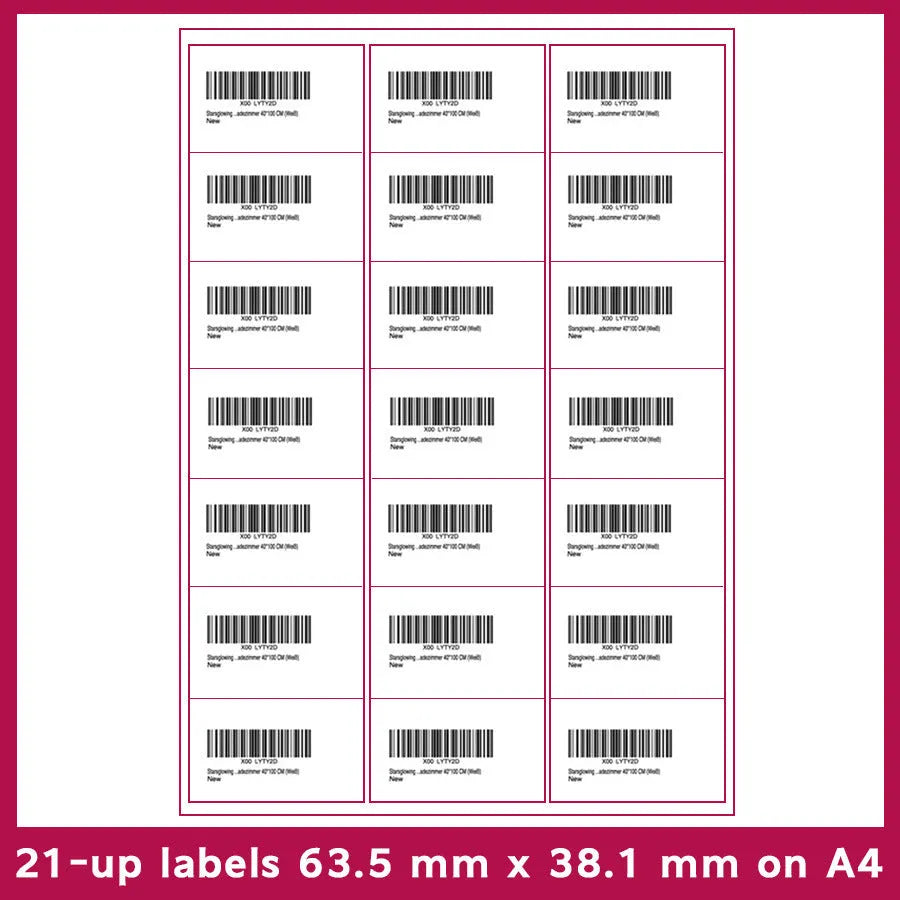 FBA barcode labels paper A4 sheets in multiple grid formats for Amazon serial numbers
