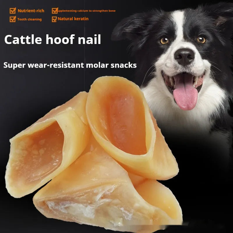 Natural cowhide anti bite dog chew grinding rod in hoof shell colour for small and large dogs