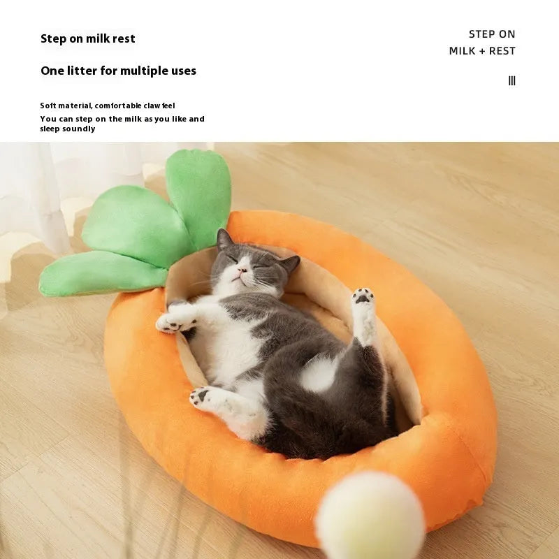 Carrot-shaped double-sided removable cloth pet bed in medium and large sizes