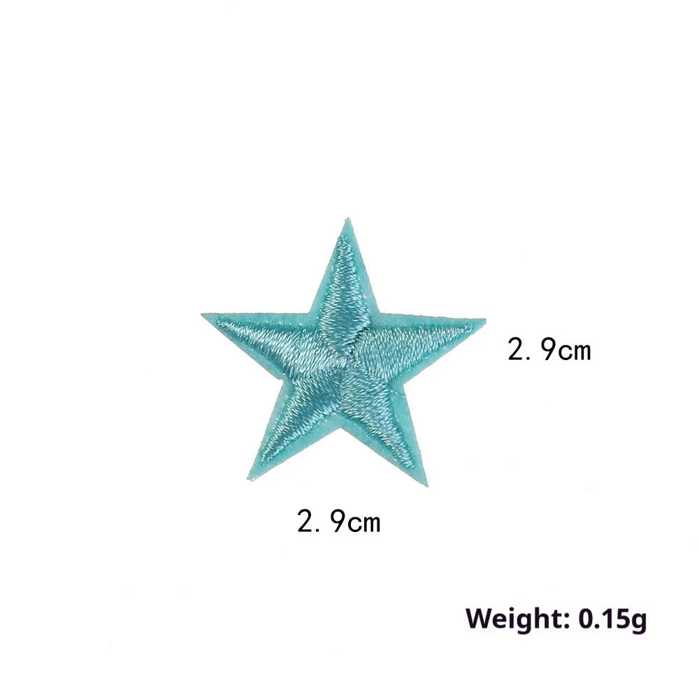 Colourful five-pointed star cloth embroidery stickers for DIY clothing decoration and craft projects