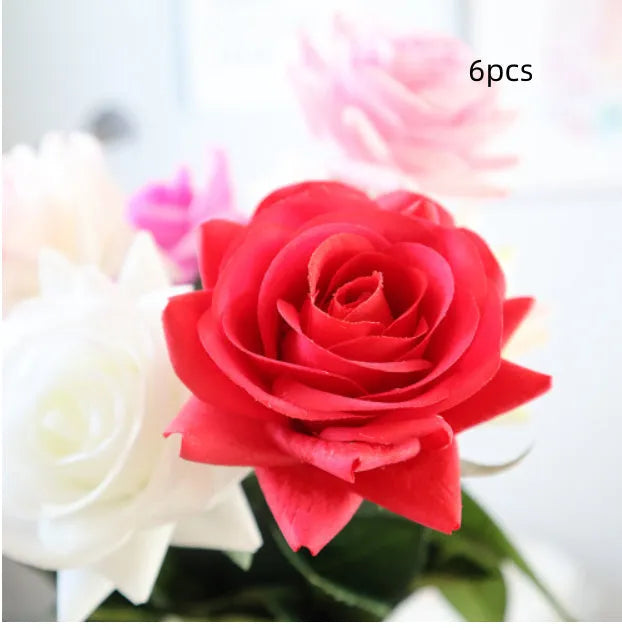 Silk touch artificial rose flower with 42cm length and 8.5cm flower head in multiple colour options