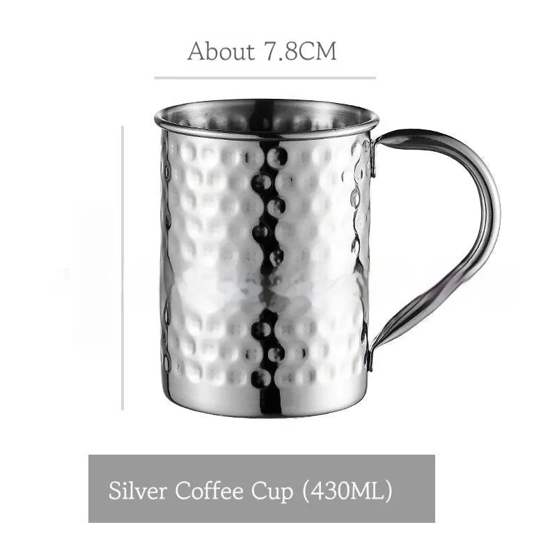 Stainless steel Moscow Mule cup with copper plating in a choice of colours and hammered or smooth finish.