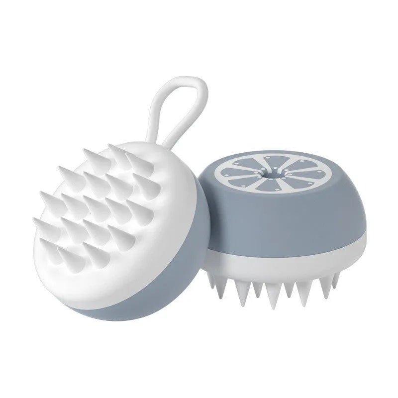 Yellow silicone pet bath brush with massage bristles for dogs and cats grooming
