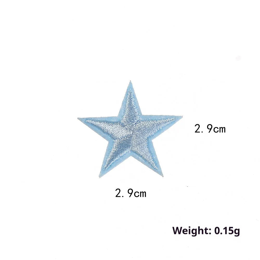 Colourful five-pointed star cloth embroidery stickers for DIY clothing decoration and craft projects