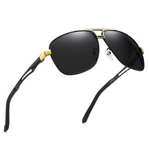 Men's orange red polarised aviator sunglasses with a metal frame.