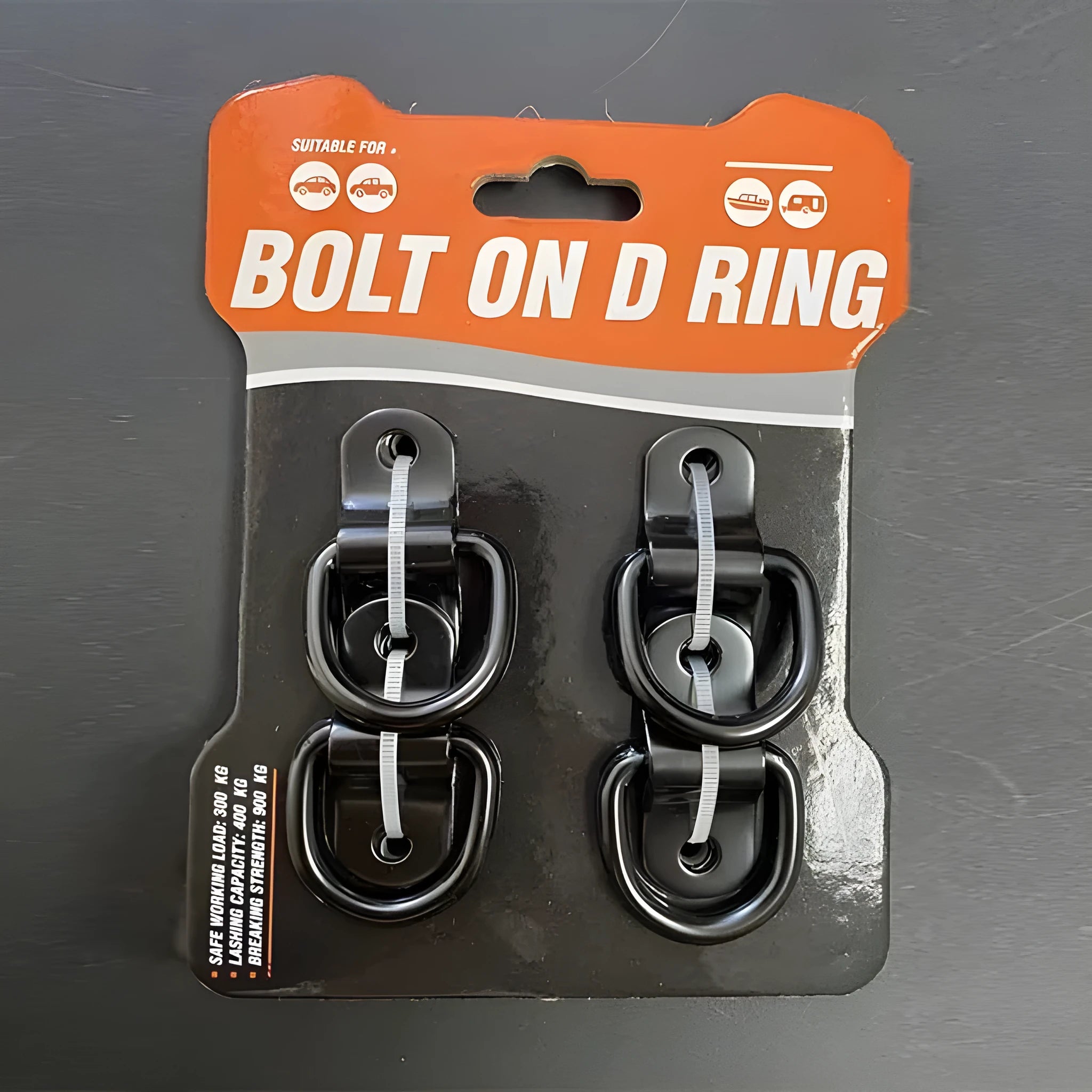 Black galvanised carbon steel floor hook for truck cargo restraint with pull ring design
