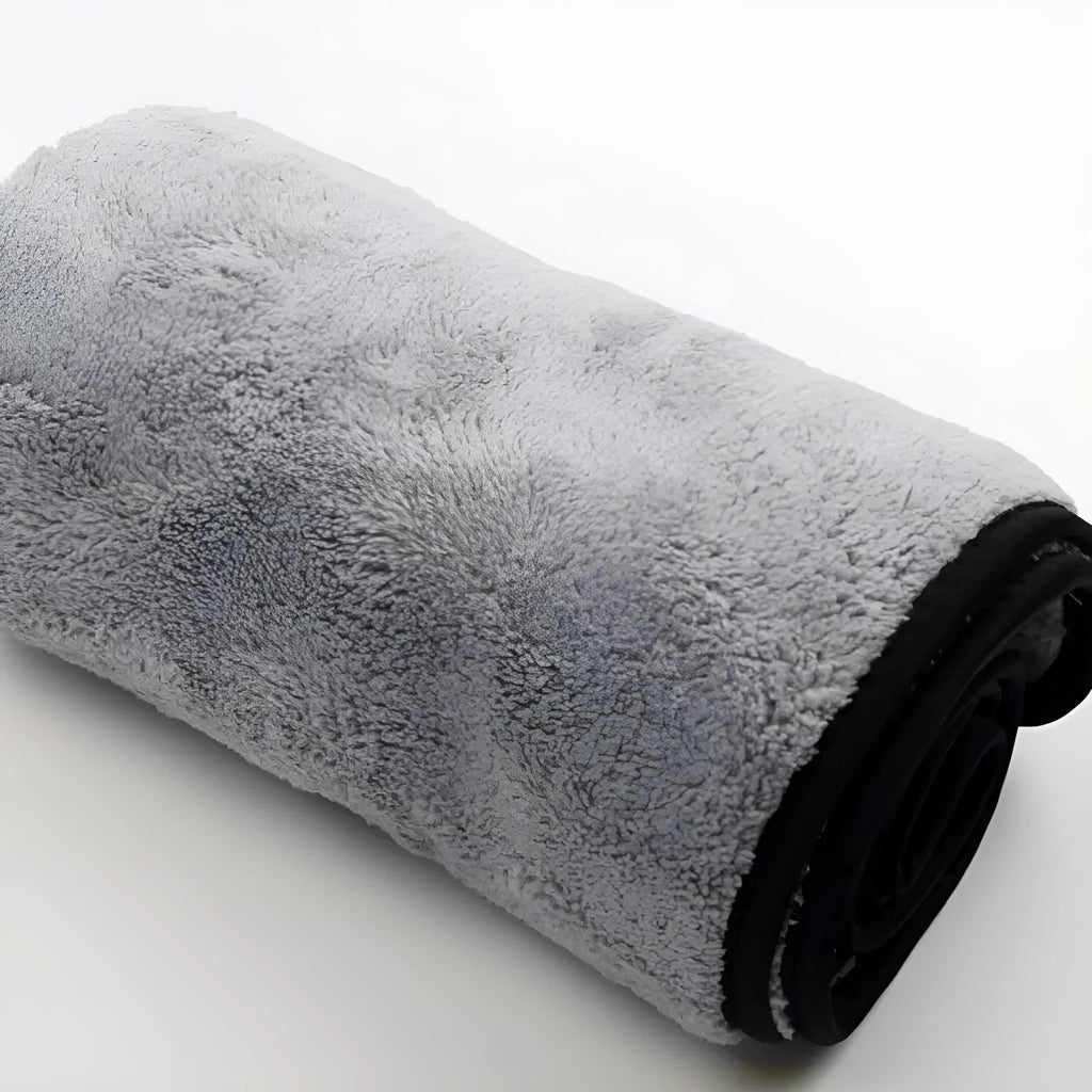 Microfiber car wash towel shown in three size options: 75x35cm, 60x40cm and 100x40cm