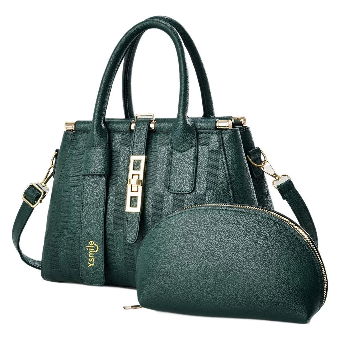 Round black PU crossbody shoulder bag showing front view with adjustable strap.