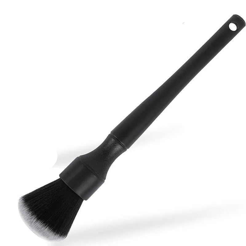 Black car detailing brush with soft pig hair bristles and PP plastic handle