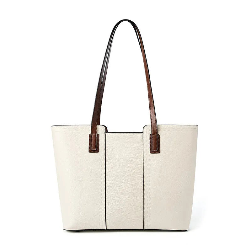 Women's genuine leather crossbody commuter bag in horizontal square shape with multiple internal compartments