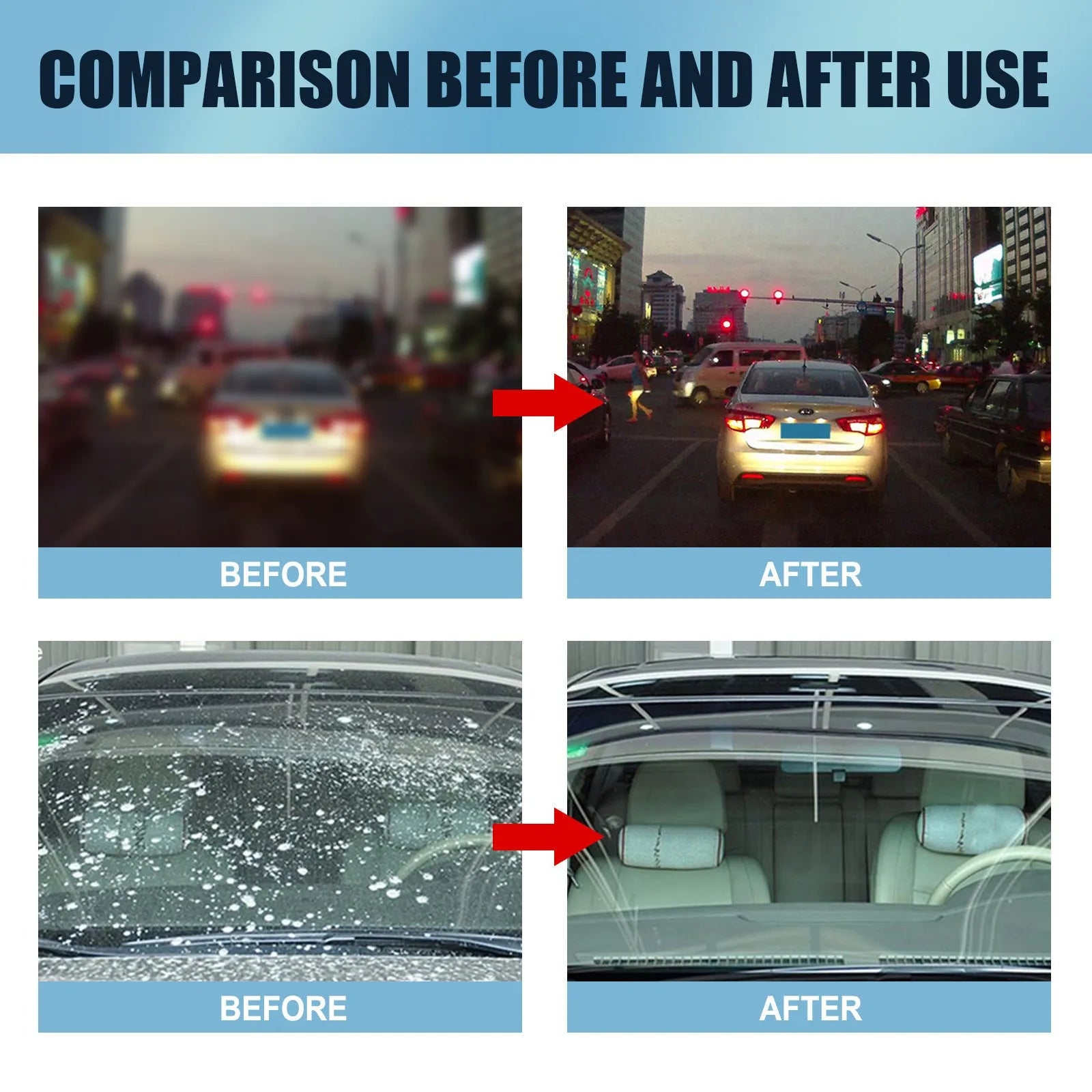 Blue car glass oil film remover stick and soft sponge for scratch-free windscreen cleaning