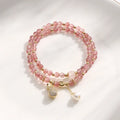 Strawberry quartz geometric bracelet for women with crystal beads for money drawing