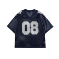 Half sleeve loose pullover shirt with letter pattern in black or navy blue colour