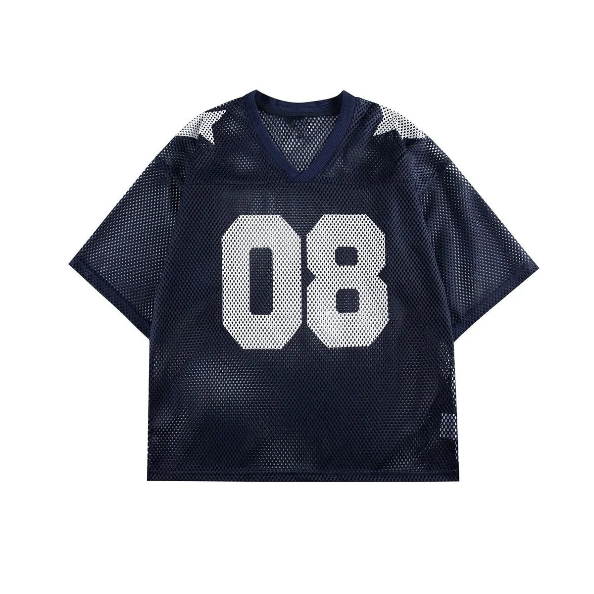 Half sleeve loose pullover shirt with letter pattern in black or navy blue colour